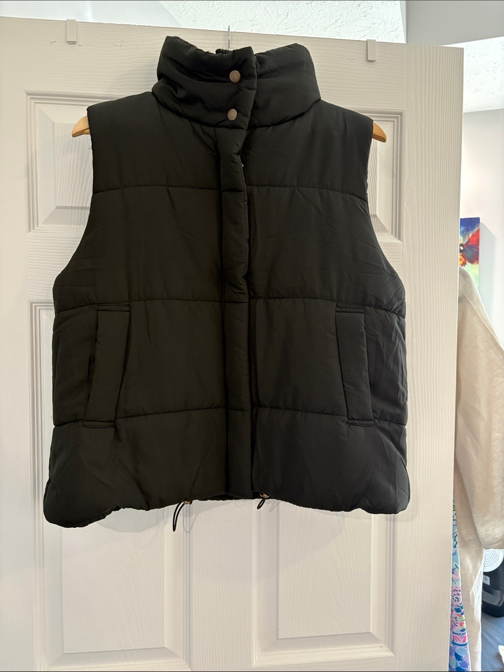 Blu Pepper Black Puffer Vest with High Stand Collar